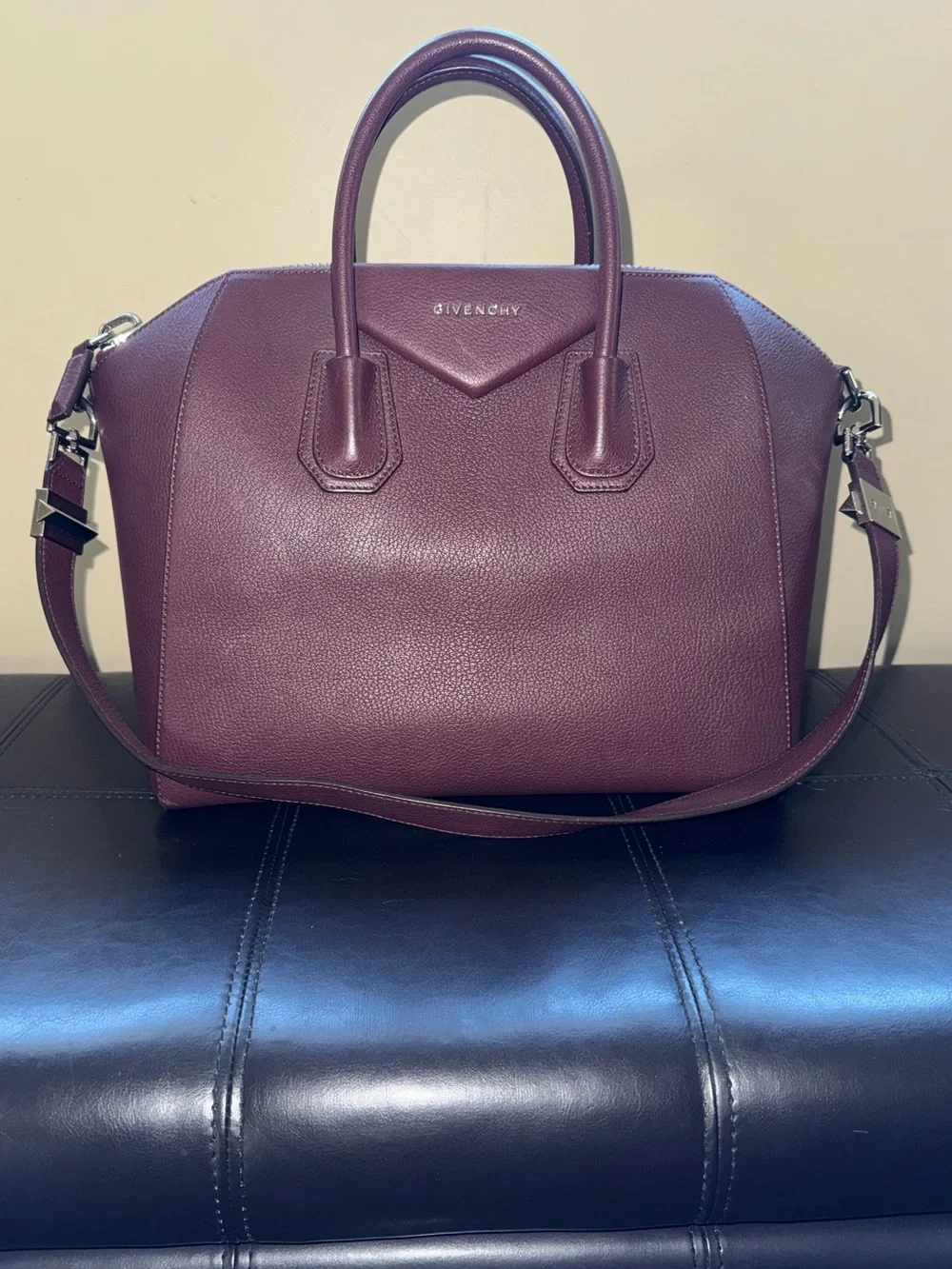 Givenchy Medium Antigona Bag in Oxblood Grained Leather